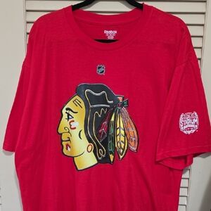 Reebok Red Chicago Blackhawks Logo Short Sleeve Tee